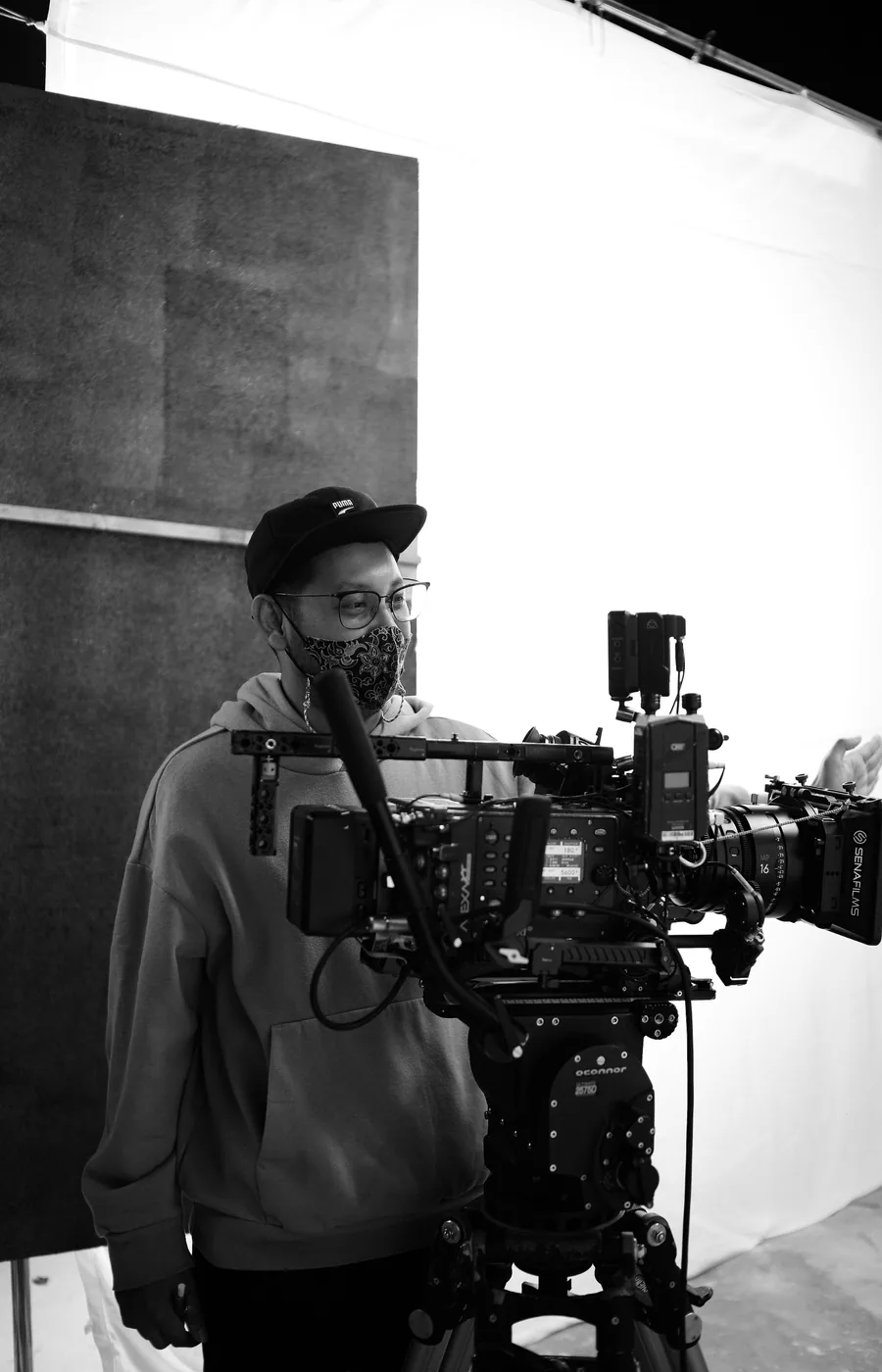 Illustrative creator working with a camera